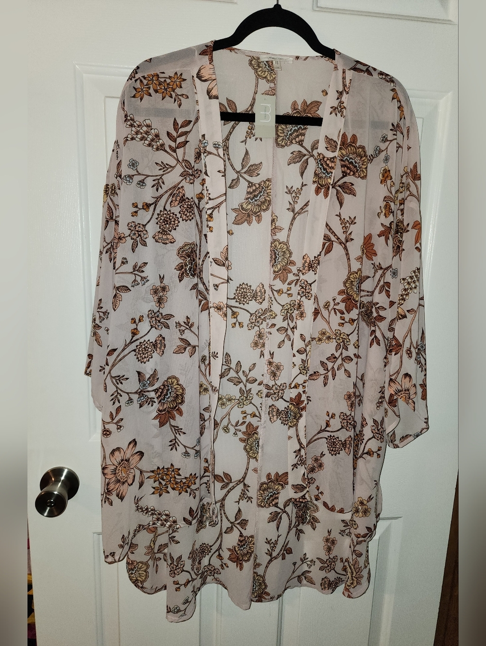 Maurices Pink Floral Sheer Kimono
